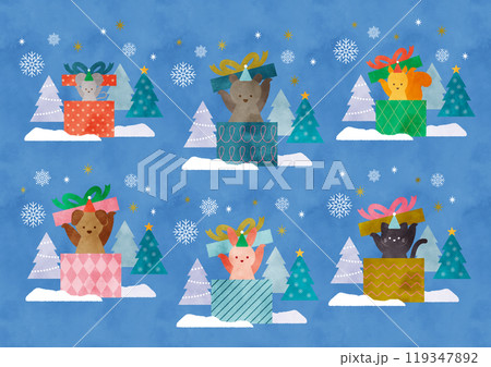 水彩 かわいいクリスマスのイラスト素材 119347892