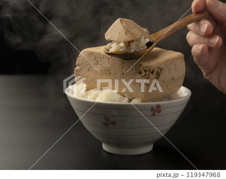 とうめし　スプーンでとうめしを持ち上げる 119347968