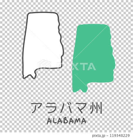 Simple map of the US state of Alabama illustration 119348229