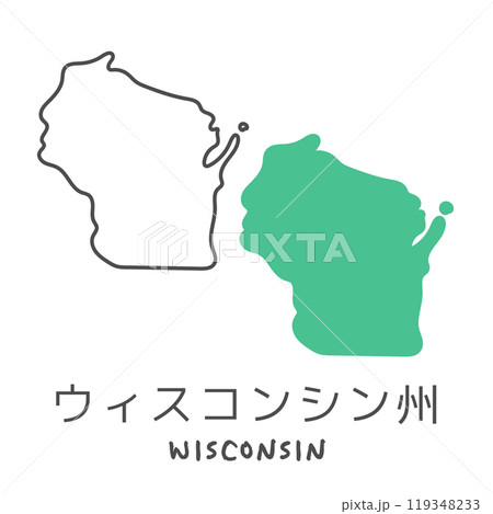 シンプルなアメリカのウィスコンシン州の地図 イラスト シンプルなアメリカのウィスコンシン州の地図 イラスト 119348233
