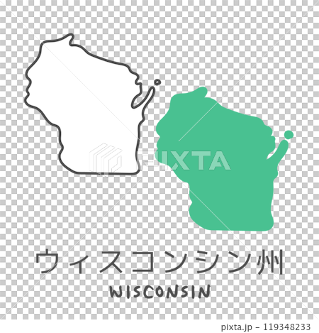 美國威斯康辛州的簡單地圖插圖 119348233