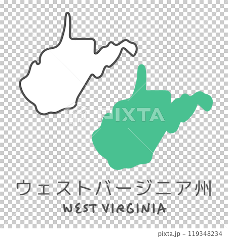 シンプルなアメリカのウェストバージニア州の地図 イラスト シンプルなアメリカのウェストバージニア州の地図 イラスト 119348234