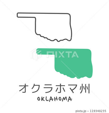 シンプルなアメリカのオクラホマ州の地図 イラスト シンプルなアメリカのオクラホマ州の地図 イラスト 119348235