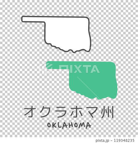 シンプルなアメリカのオクラホマ州の地図 イラスト シンプルなアメリカのオクラホマ州の地図 イラスト 119348235