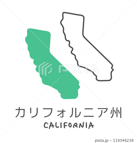 シンプルなアメリカのカリフォルニア州の地図　イラスト 119348238