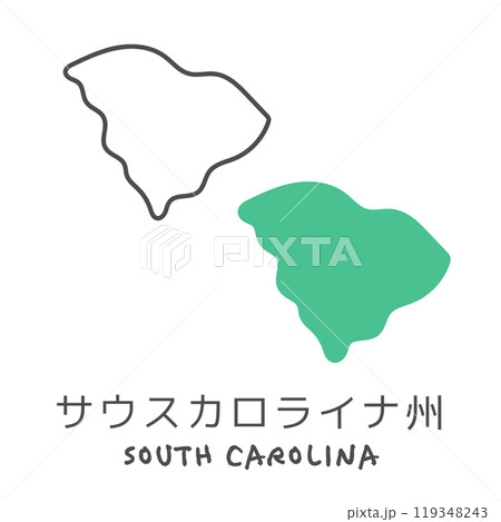 シンプルなアメリカのサウスカロライナ州の地図　イラスト 119348243