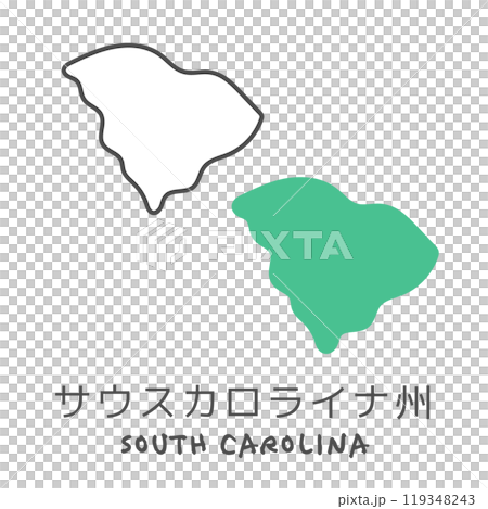 シンプルなアメリカのサウスカロライナ州の地図　イラスト 119348243