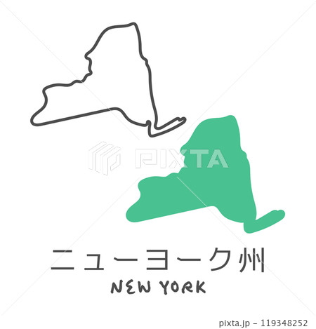 シンプルなアメリカのニューヨーク州の地図　イラスト 119348252