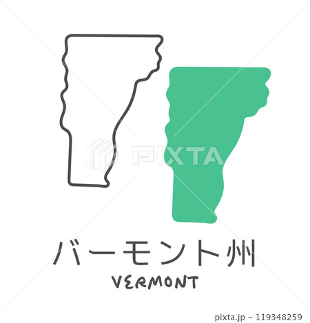 シンプルなアメリカのバーモント州の地図　イラスト 119348259