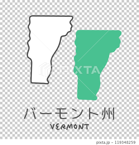 シンプルなアメリカのバーモント州の地図　イラスト 119348259