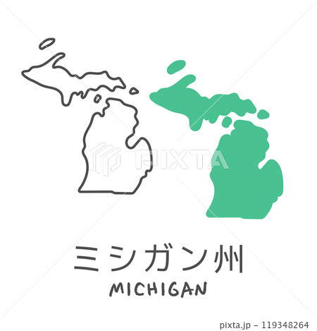 シンプルなアメリカのミシガン州の地図 イラスト シンプルなアメリカのミシガン州の地図 イラスト 119348264