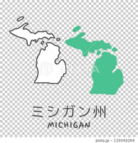 シンプルなアメリカのミシガン州の地図 イラスト シンプルなアメリカのミシガン州の地図 イラスト 119348264