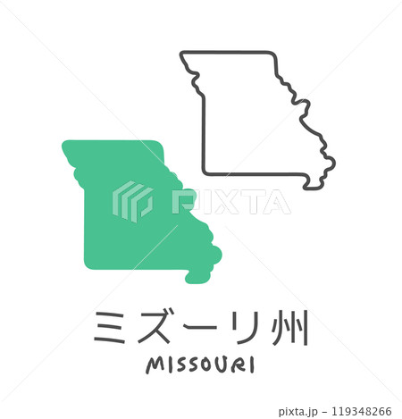 シンプルなアメリカのミズーリ州の地図　イラスト 119348266
