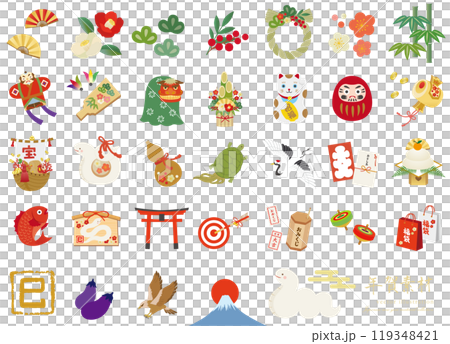 A simple and cute New Year's material set for the Year of the Snake 119348421