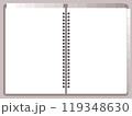 Spiral binder notebook, journal mockup template with white paper. blank notepad planner mock-up. notebook with a closed empty and open sheet  119348630
