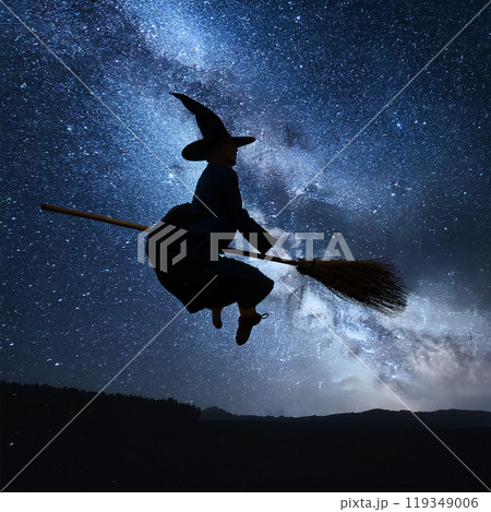 Witch, Halloween witch, sorceress, broomstick, witch hat, black cat, magic, magic spell, witch costume, witch festival, witch and wizard 119349006