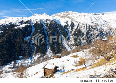 Scenic view of hamlet Bodmen, Swiss Alps 119349156