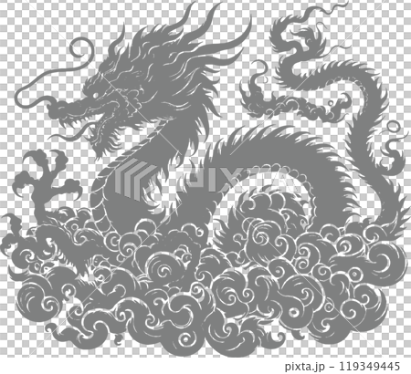 Chinese style dragon silhouette material riding on a cloud 119349445