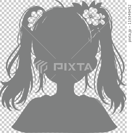 一個雙馬尾女孩的半身像剪影 一個雙馬尾女孩的半身像剪影 119349452