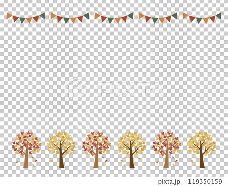 Simple frame of garland and autumn leaves, hand-drawn illustration 119350159