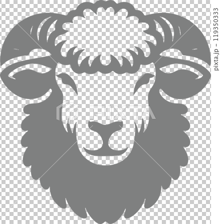 羊の顔のシルエット素材 羊の顔のシルエット素材 119350333