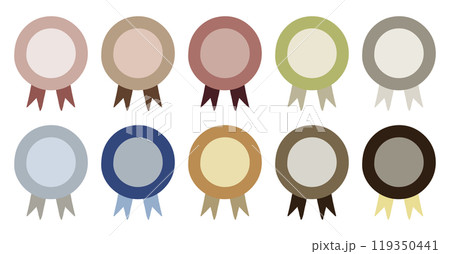 カラフルなロゼットリボン 手描きイラストセット 119350441