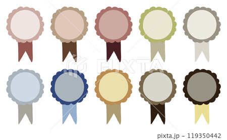 カラフルなロゼットリボン 手描きイラストセット 119350442