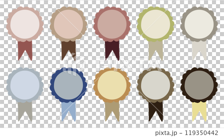 カラフルなロゼットリボン 手描きイラストセット 119350442