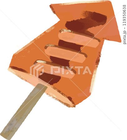 手描きのイカ焼きのデフォルメイラスト 119350638