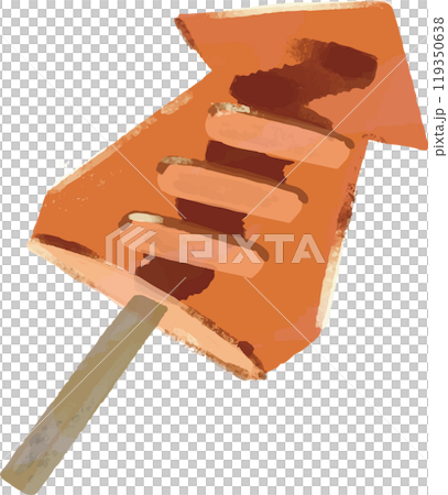 手描きのイカ焼きのデフォルメイラスト 119350638