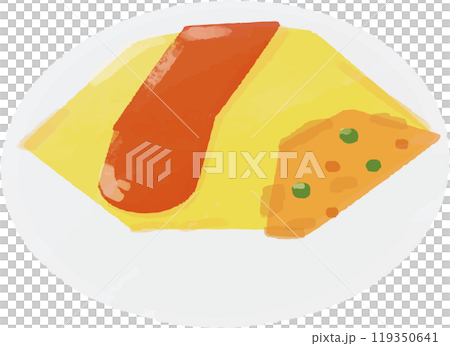 Hand-drawn deformed illustration of omurice 119350641