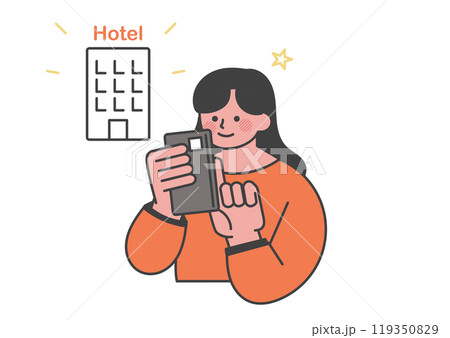 スマホでホテルの予約をした女性 119350829