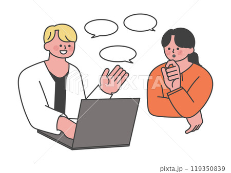 同僚にアドバイスを受ける女性 119350839