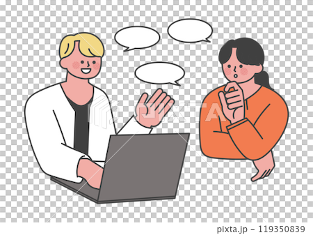 同僚にアドバイスを受ける女性 119350839