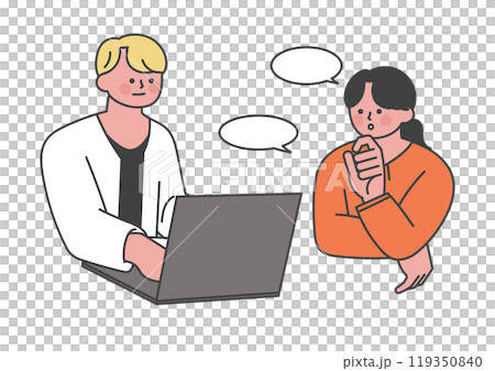 同僚に相談している女性 119350840