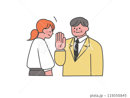 上司に挨拶する女性社員 119350845