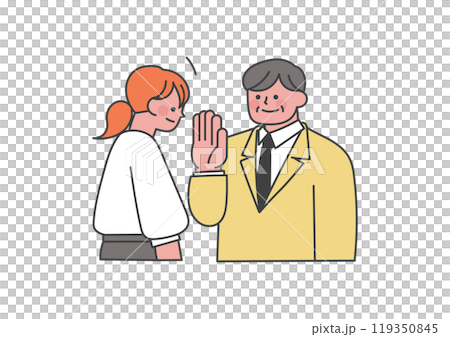 上司に挨拶する女性社員 119350845