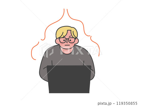 燃えるように仕事をしている男性 燃えるように仕事をしている男性 119350855