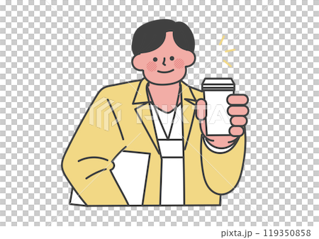 Man taking a break while drinking coffee Man taking a break while drinking coffee 119350858