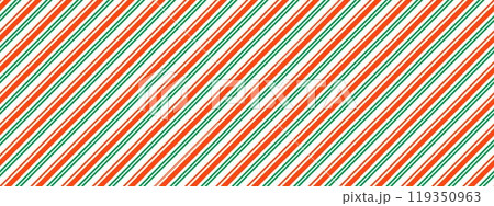 Christmas seamless pattern. Red green diagonal dotted stripe background. Candy cane repeating decoration wallpaper. Winter holiday gift backdrop. Christmas peppermint present wrapping paper. Vector 119350963