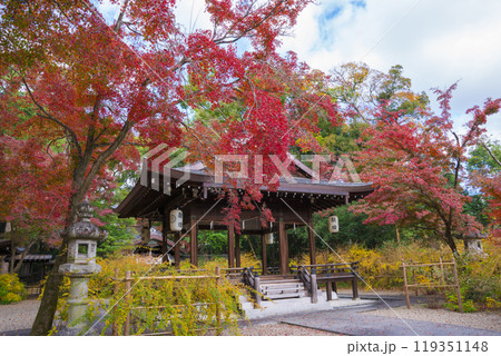 京都　梨木神社の萩と紅葉　 119351148