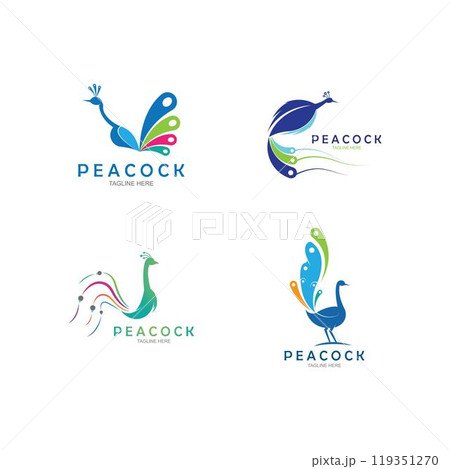 Peacock logo design vector template 119351270