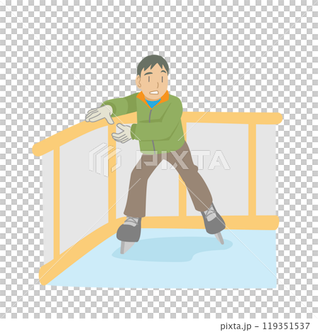 Boy stuck on railing while ice skating 119351537