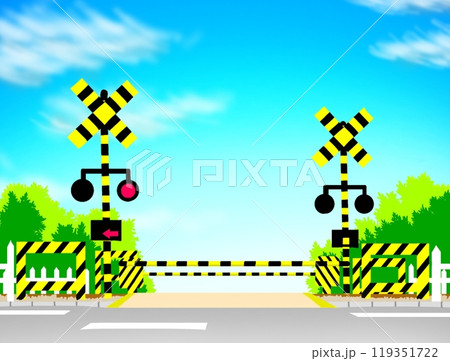 踏み切りと青空 119351722