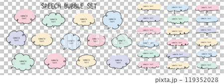 手描き風のふきだしのベクターイラストセット　手書き　吹き出し　くるくる　フレーム 119352028
