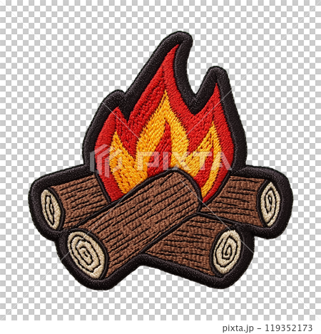 上面繡有營火和柴火的露營補丁 119352173