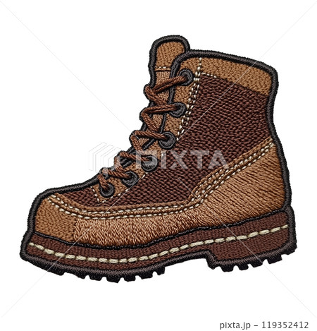 登山ブーツの刺繍ワッペン 119352412
