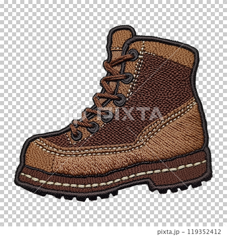 登山ブーツの刺繍ワッペン 119352412