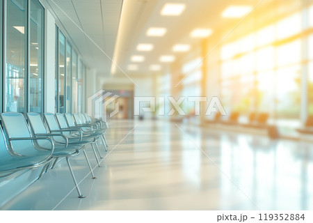 自然光が差し込む明るい病院の廊下 自然光が差し込む明るい病院の廊下 119352884