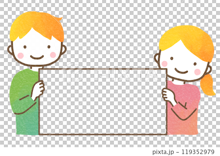 ボードを持つ男の子と女の子 119352979